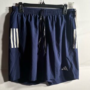 Adidas Men's Navy Athletic Shorts with White Accents